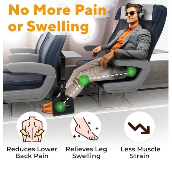 Premium Airplane Footrest With Memory Foam Pillow Adjustable Height & Durable D - Picture 3 of 5